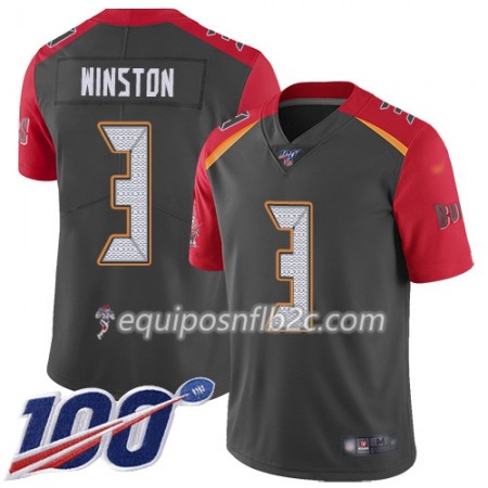 Camiseta Hombre NFL Tampa Bay Buccaneers Jameis Winston 3 Nike Gris 100th